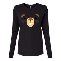 Cute Groundhog Face Womens Cotton Relaxed Long Sleeve T-Shirt