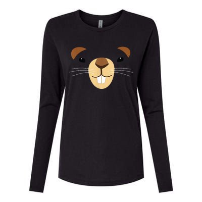 Cute Groundhog Face Womens Cotton Relaxed Long Sleeve T-Shirt