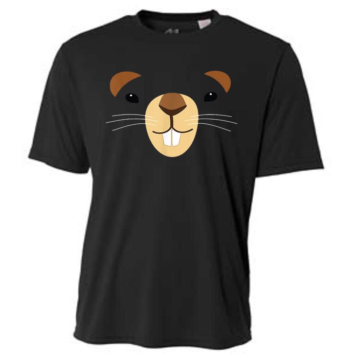 Cute Groundhog Face Cooling Performance Crew T-Shirt