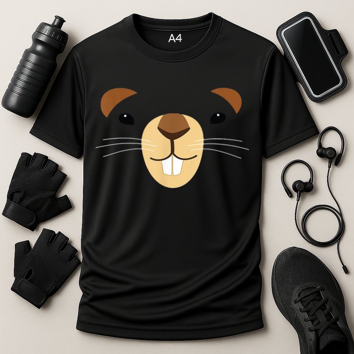 Cute Groundhog Face Cooling Performance Crew T-Shirt