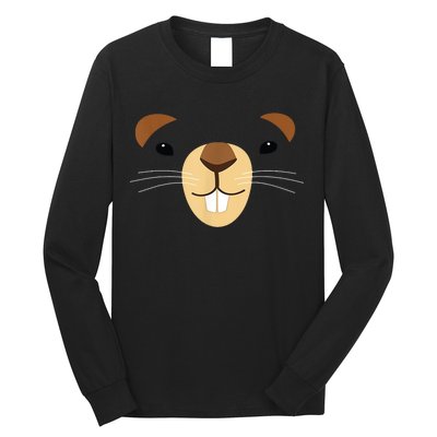 Cute Groundhog Face Long Sleeve Shirt