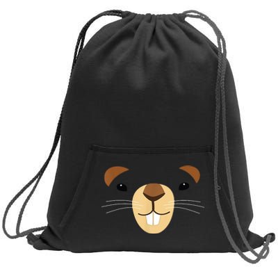 Cute Groundhog Face Sweatshirt Cinch Pack Bag