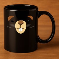 Cute Groundhog Face 11oz C Handle Ceramic Mug