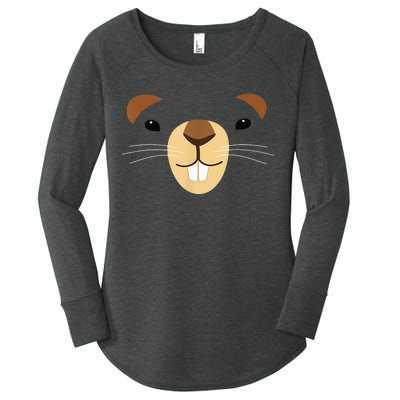 Cute Groundhog Face Women's Perfect Tri Tunic Long Sleeve Shirt