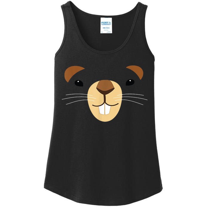 Cute Groundhog Face Ladies Essential Tank