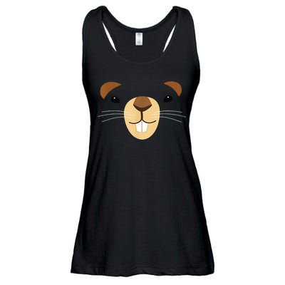 Cute Groundhog Face Ladies Essential Flowy Tank