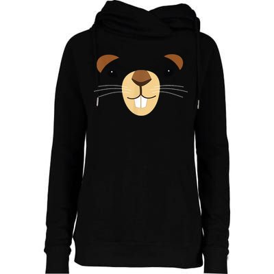 Cute Groundhog Face Womens Funnel Neck Pullover Hood