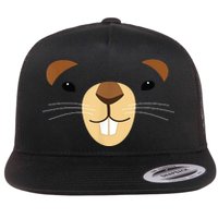 Cute Groundhog Face Flat Bill Trucker Hat