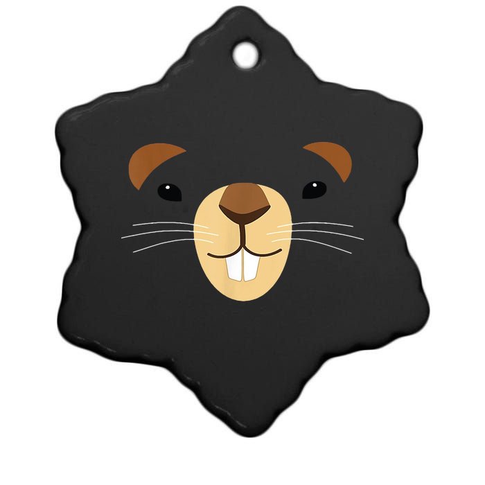 Cute Groundhog Face Ceramic Star Ornament