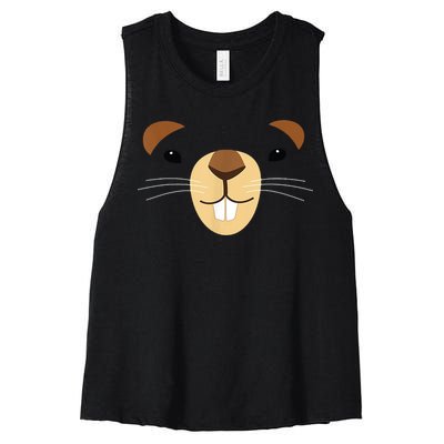 Cute Groundhog Face Women's Racerback Cropped Tank