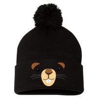 Cute Groundhog Face Pom Pom 12in Knit Beanie