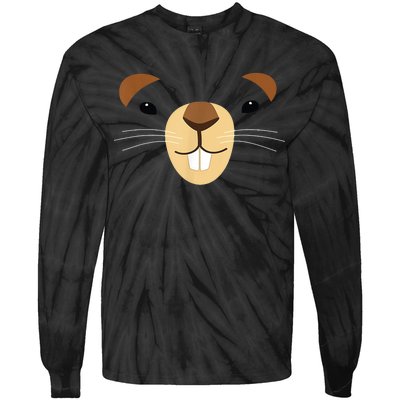 Cute Groundhog Face Tie-Dye Long Sleeve Shirt