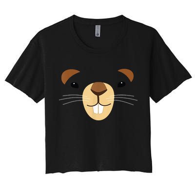 Cute Groundhog Face Women's Crop Top Tee