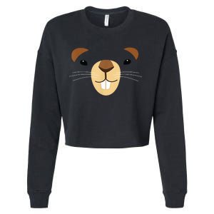 Cute Groundhog Face Cropped Pullover Crew