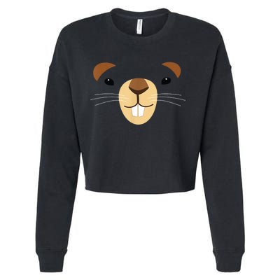 Cute Groundhog Face Cropped Pullover Crew