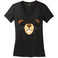 Cute Groundhog Face Women's V-Neck T-Shirt