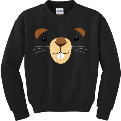 Cute Groundhog Face Kids Sweatshirt