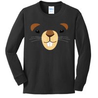 Cute Groundhog Face Kids Long Sleeve Shirt