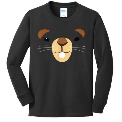 Cute Groundhog Face Kids Long Sleeve Shirt