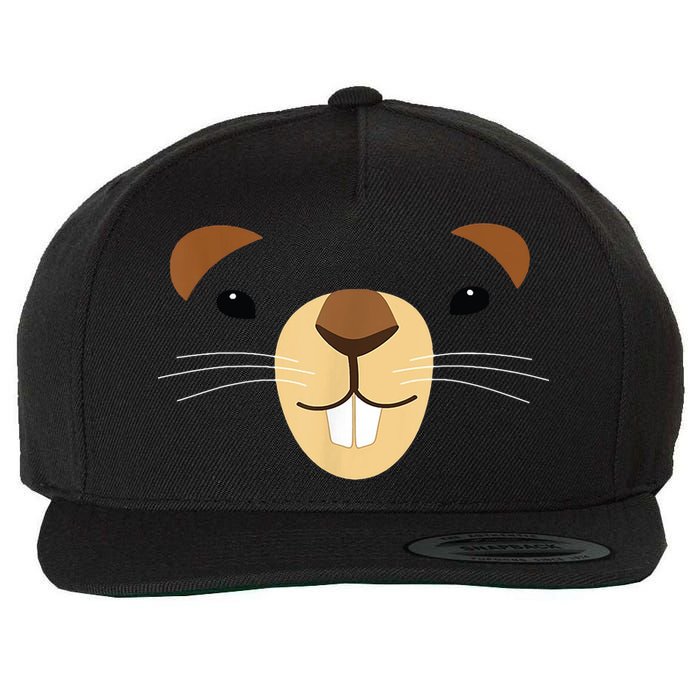 Cute Groundhog Face Wool Snapback Cap