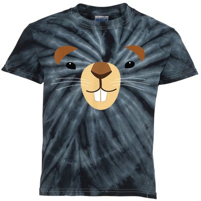 Cute Groundhog Face Kids Tie-Dye T-Shirt