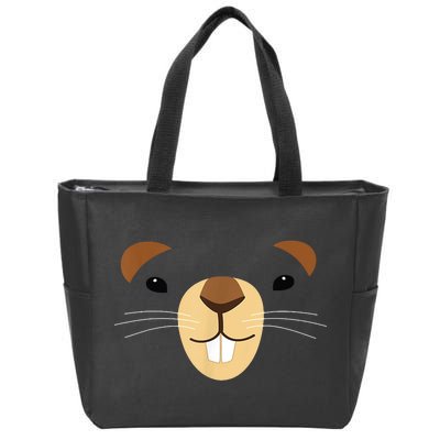 Cute Groundhog Face Zip Tote Bag