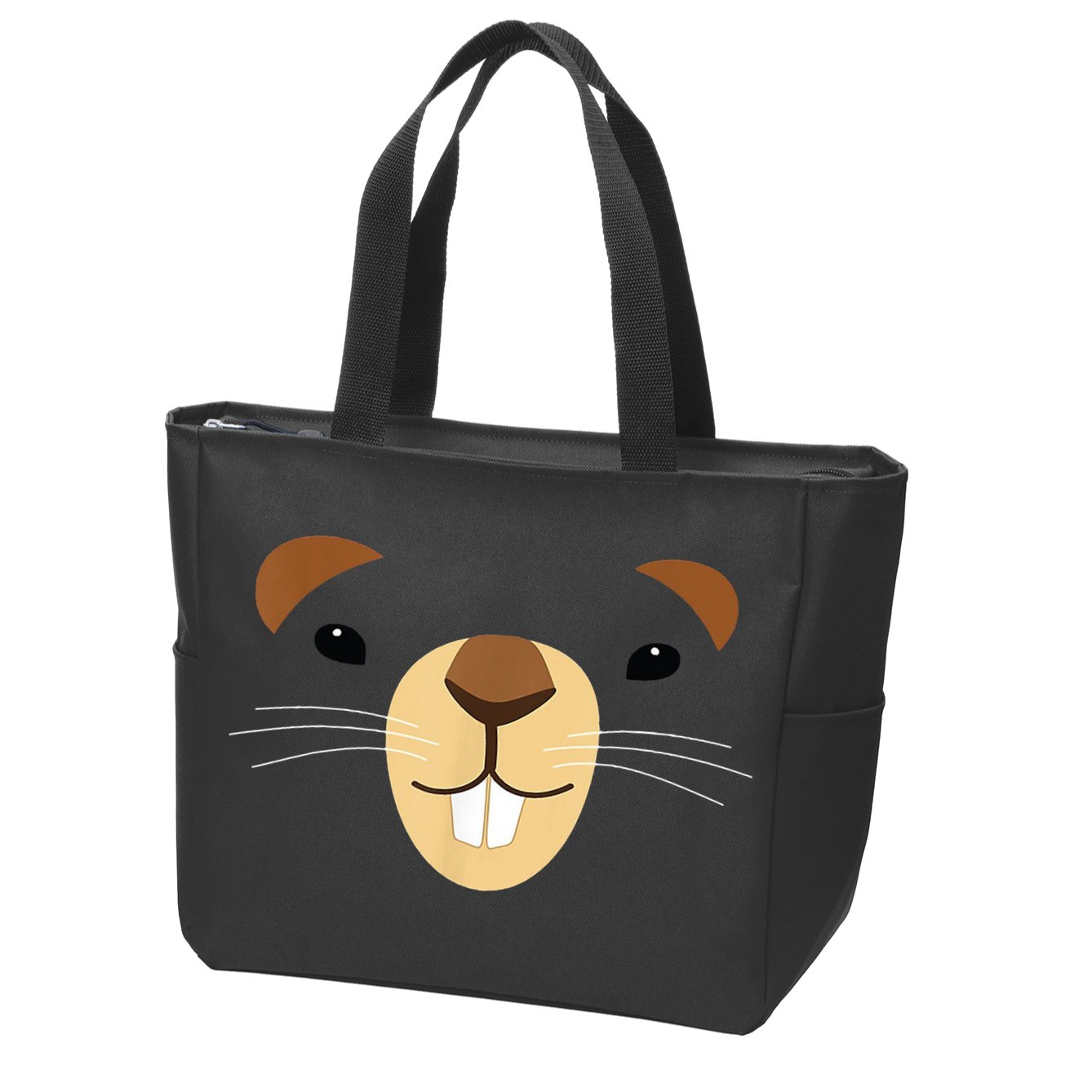 Cute Groundhog Face Zip Tote Bag