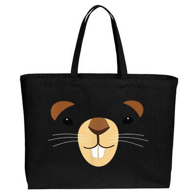 Cute Groundhog Face Cotton Canvas Jumbo Tote