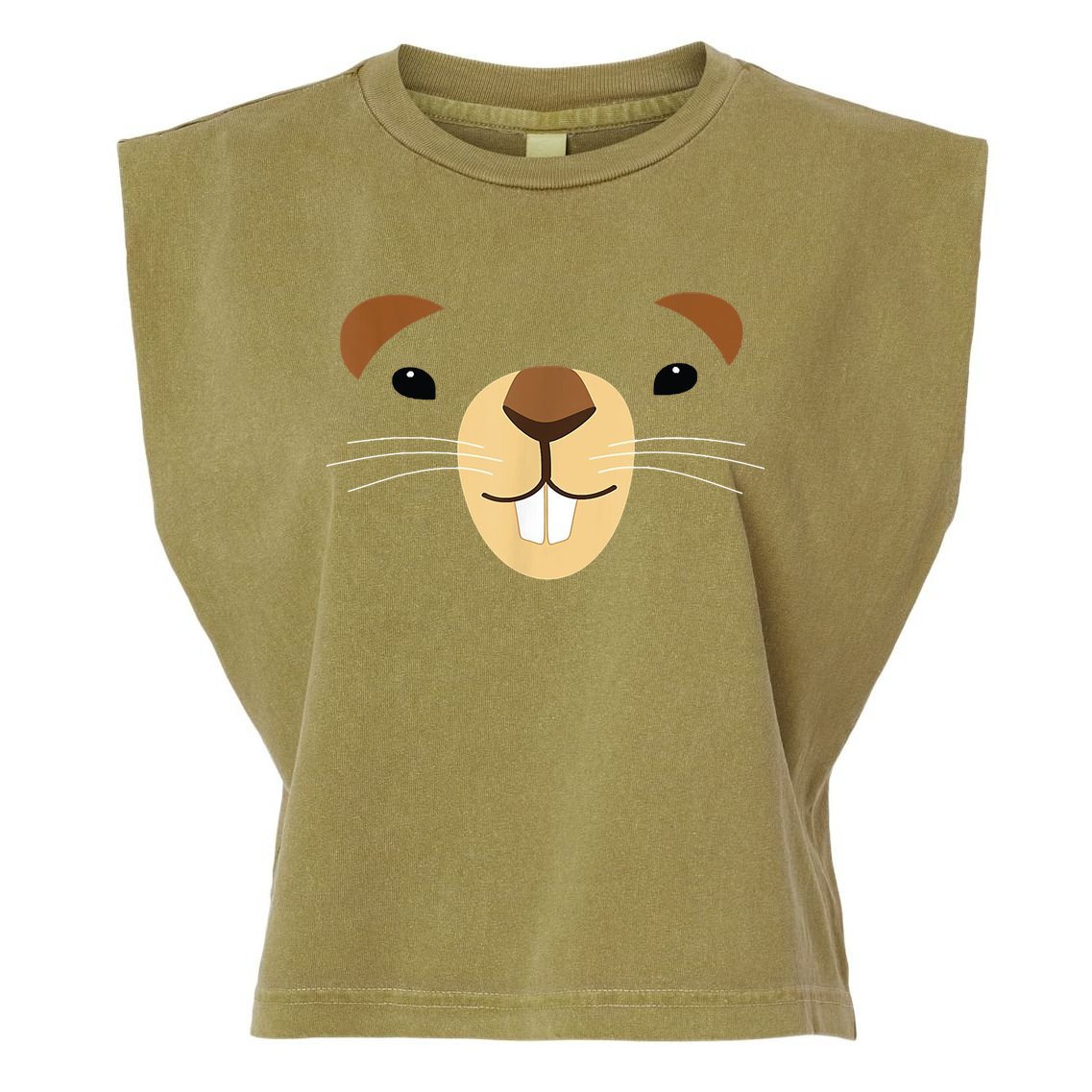 Cute Groundhog Face Garment-Dyed Women's Muscle Tee