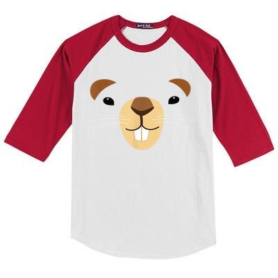 Cute Groundhog Face Kids Colorblock Raglan Jersey