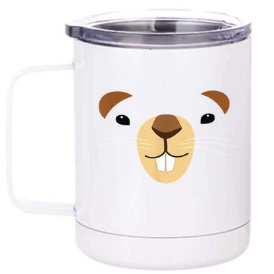 Cute Groundhog Face 12 oz Stainless Steel Tumbler Cup