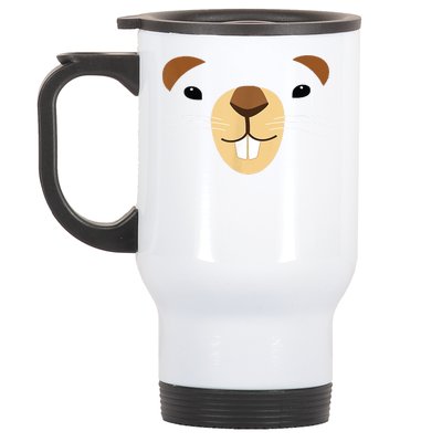 Cute Groundhog Face Stainless Steel Travel Mug