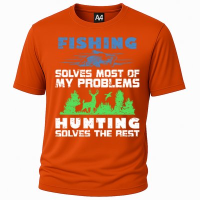 Cute Gift Fishing Solves Most Of My Problems Hunting The Rest Fishing Cooling Performance Crew T-Shirt