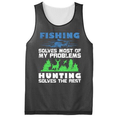 Cute Gift Fishing Solves Most Of My Problems Hunting The Rest Fishing Mesh Reversible Basketball Jersey Tank