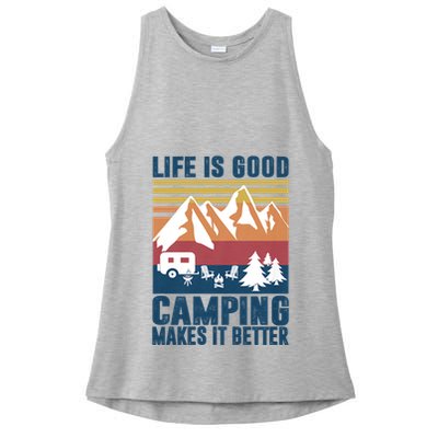 Camping Gifts For Camper Camping Makes It Better Ladies PosiCharge Tri-Blend Wicking Tank