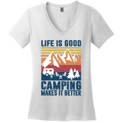 Camping Gifts For Camper Camping Makes It Better Women's V-Neck T-Shirt