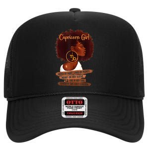 Capricorn Girl Funny Gift For Black Women Melanin Afro Queen High Crown Mesh Back Trucker Hat