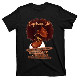 Capricorn Girl Funny Gift For Black Women Melanin Afro Queen T-Shirt