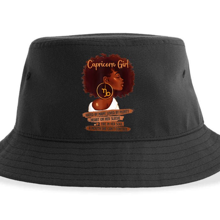 Capricorn Girl Funny Gift For Black Women Melanin Afro Queen Sustainable Bucket Hat