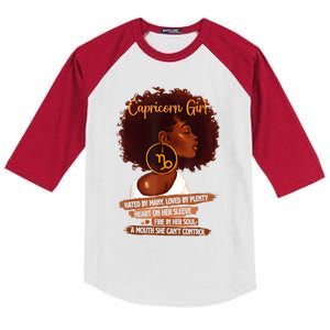 Capricorn Girl Funny Gift For Black Women Melanin Afro Queen Kids Colorblock Raglan Jersey