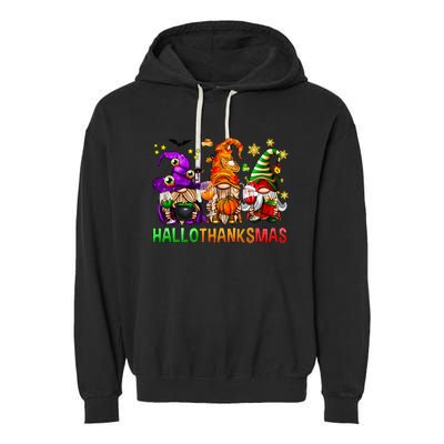 Cute Gnomies Family Christmas Funny Vacation Garment-Dyed Fleece Hoodie