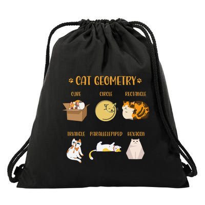 Cat Geometry Funny Math Teacher Kitten Student Drawstring Bag