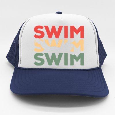 Cute Gift For Swimmers Retro Vintage Swimming Trucker Hat