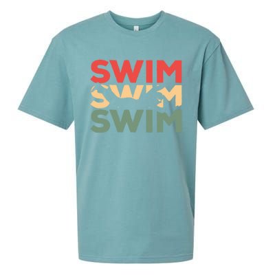 Cute Gift For Swimmers Retro Vintage Swimming Sueded Cloud Jersey T-Shirt