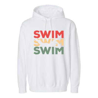 Cute Gift For Swimmers Retro Vintage Swimming Garment-Dyed Fleece Hoodie