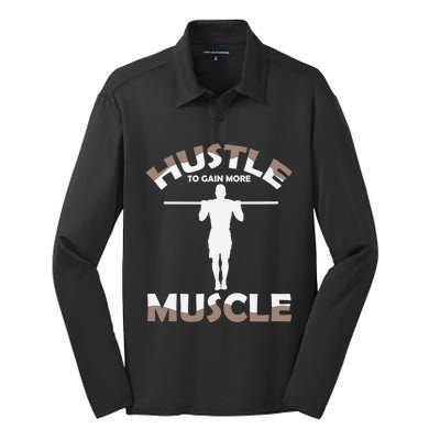 Calisthenics Ghetto Fitness "Hustle To Gain Muscle" Cute Gift Silk Touch Performance Long Sleeve Polo