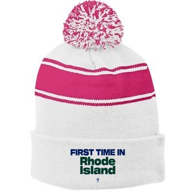 Cal Gif First Time In Rhode Island Stripe Pom Pom Beanie