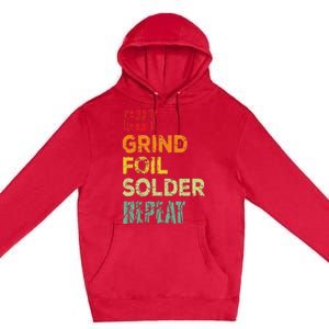 Cut grind foil solder repeat Stained Glass Artist. Premium Pullover Hoodie