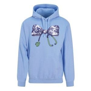 Cute Gift Floral Blue Coquette Bow Stethoscope Nurse Doctor Unisex Surf Hoodie