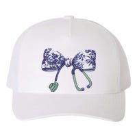 Cute Gift Floral Blue Coquette Bow Stethoscope Nurse Doctor Yupoong Adult 5-Panel Trucker Hat